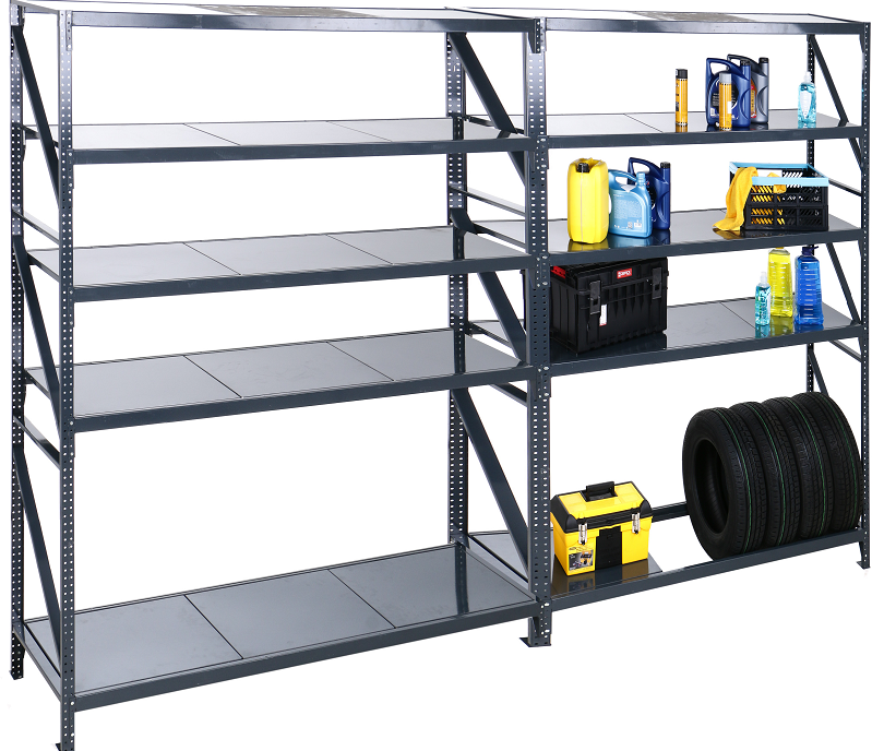 Стелаж «Атлант-400» KIEVMODERN 2 секції на 10 полок 2400x1280x550 + 2400x1840x550 мм графіт